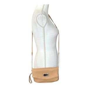 Nine West Textured Faux Leather Crossbody Clutch Mini Bag in Camel Purse